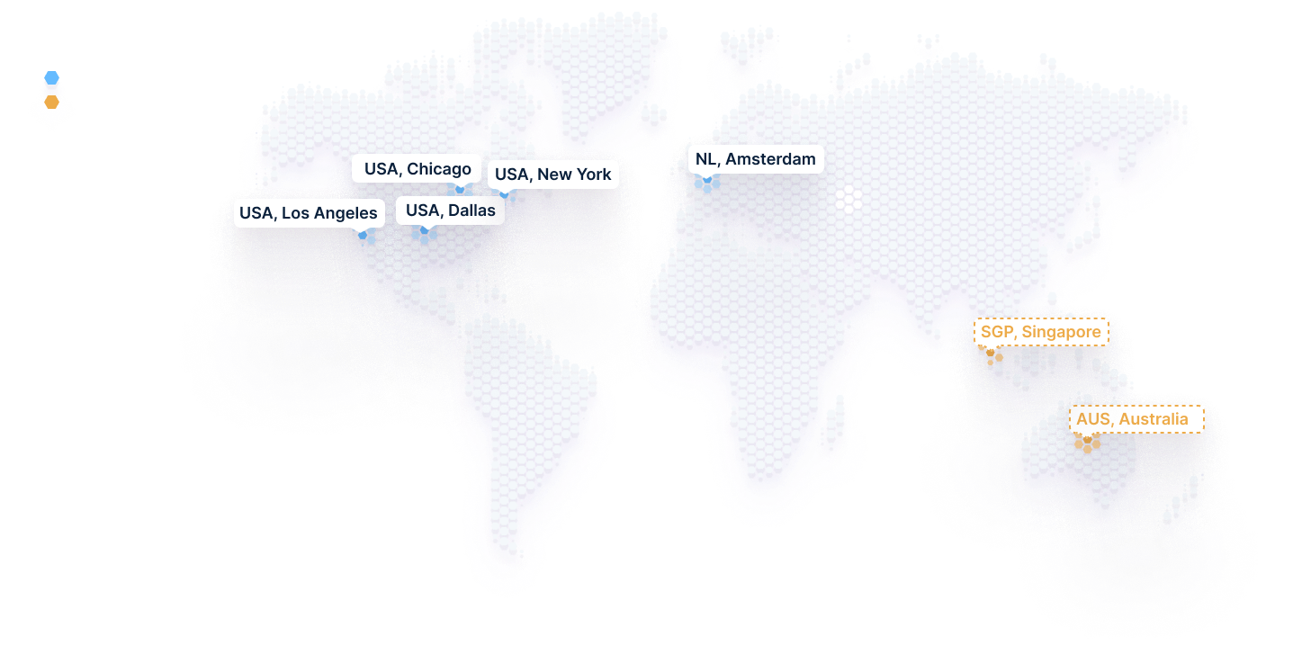 Map of server locations